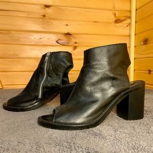 Anthropology Solective Peep Toe Heeled Sandal Heels Pumps Black Leather